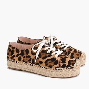 NIB J Crew Leopard Lace Up Espadrille Sneaker